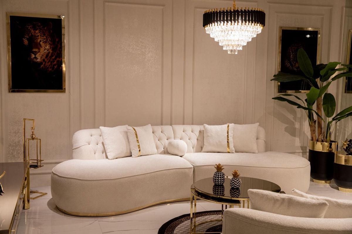 Sophia Ivory Boucle Curved Sectional Sofa side view