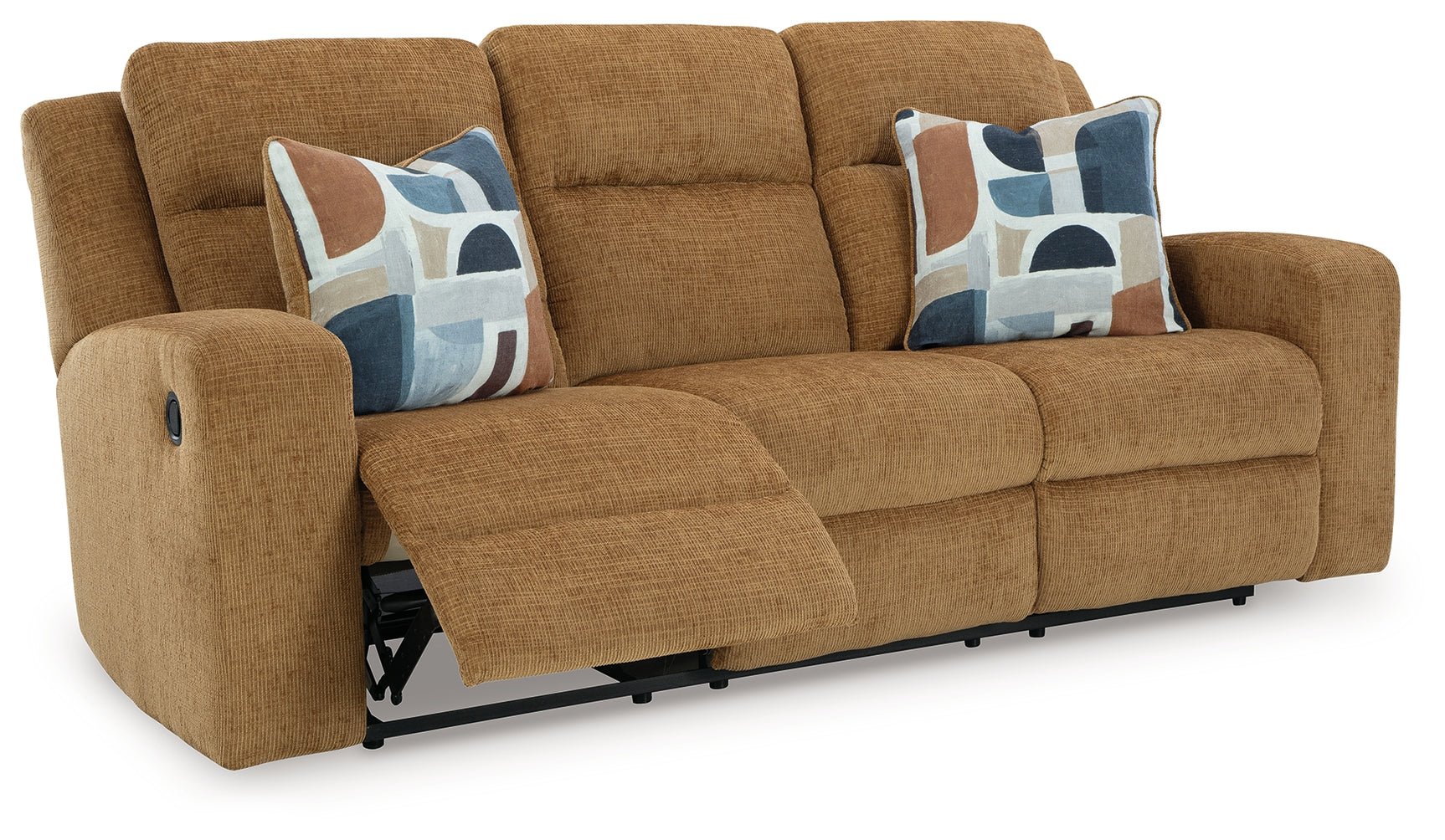Kanlow Honey Chenille Reclining Sofa head-on view