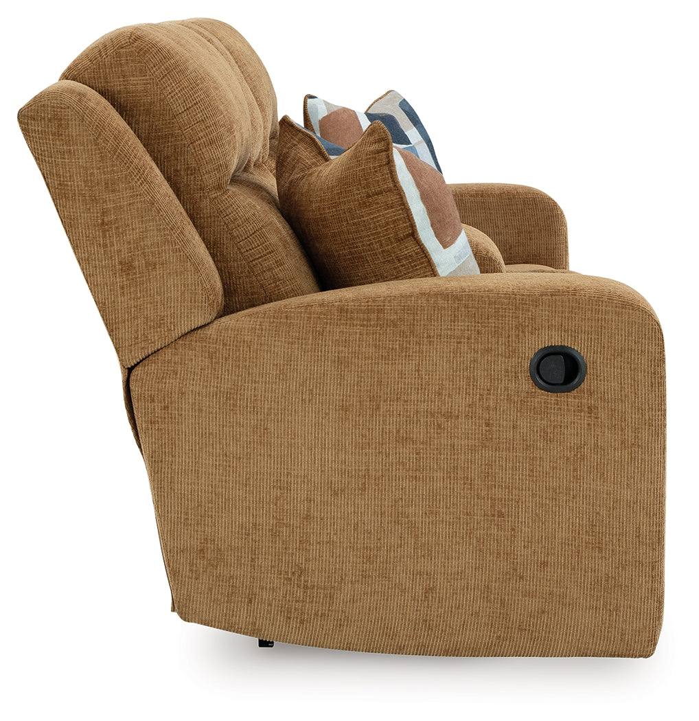 Open console with cup holders and hidden storage detail