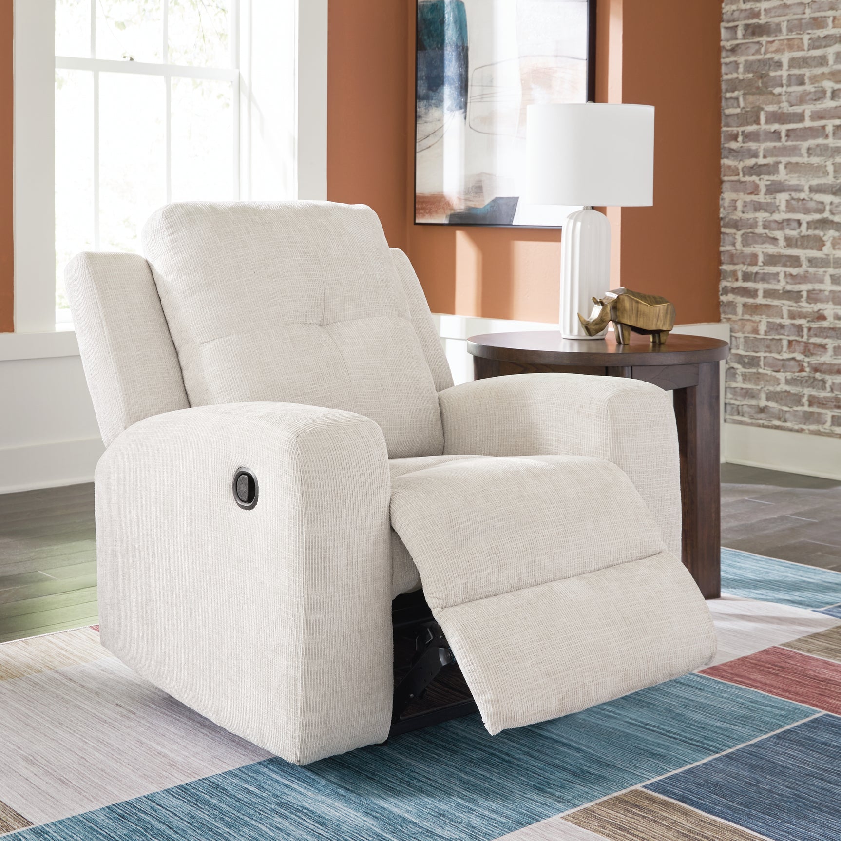 Danum Stone Chenille Recliner side open view