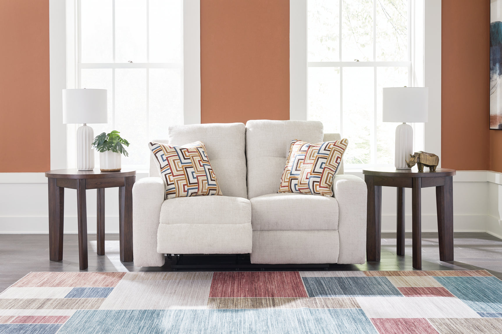 Danum Reclining Loveseat open recliner close-up
