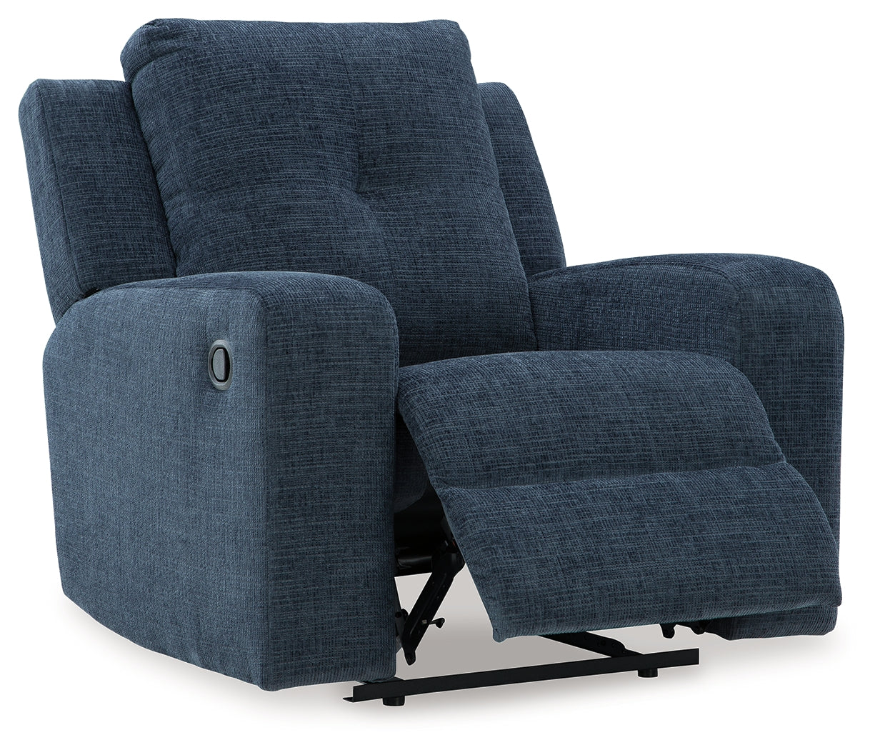 Danum Ink Chenille Recliner in reclined position