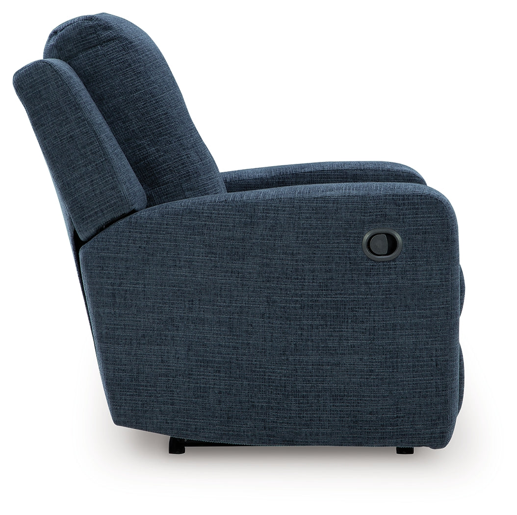 Danum Ink Chenille Recliner reclined side angle