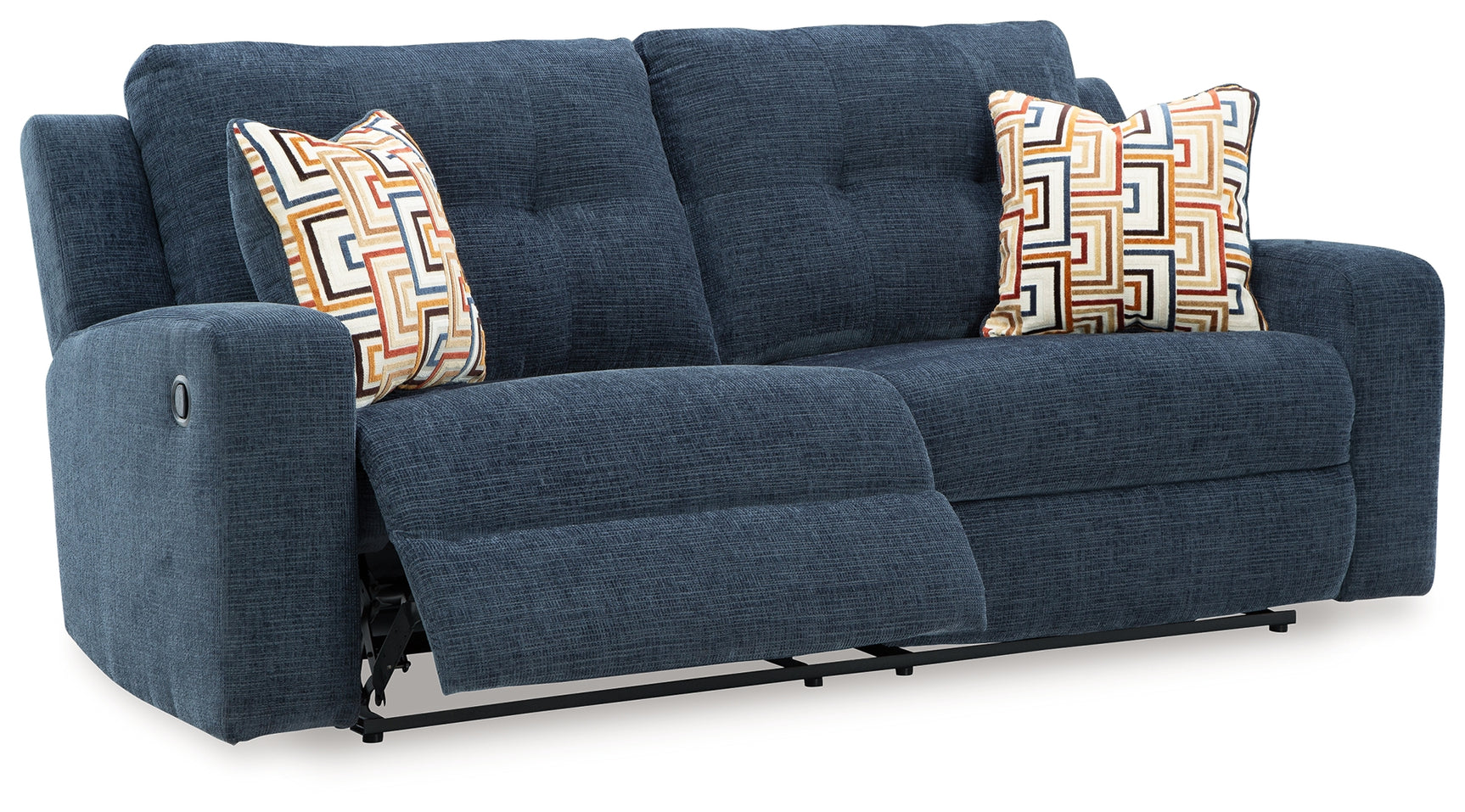 Danum Ink chenille reclining sofa reclined open side view