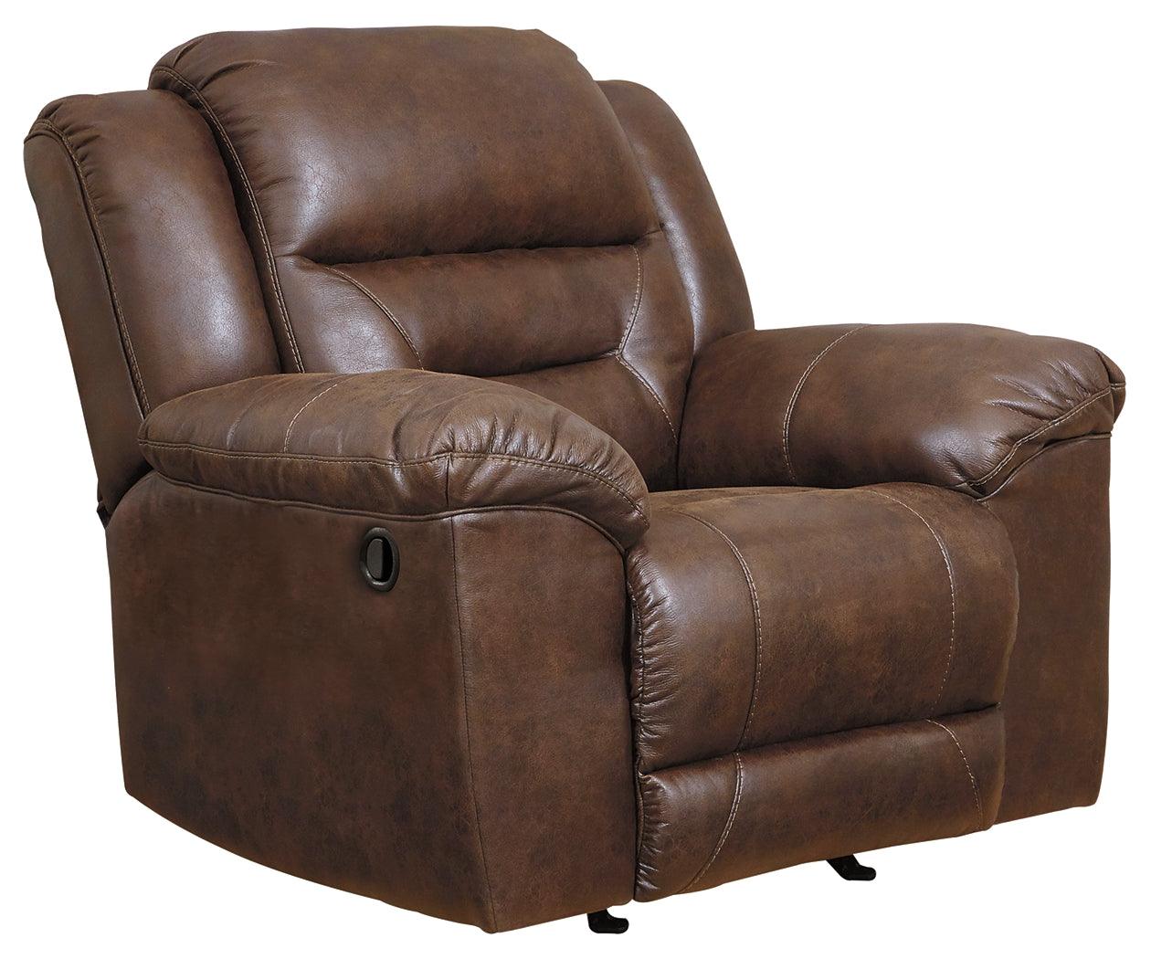Stoneland Chocolate Faux Leather Recliner side view
