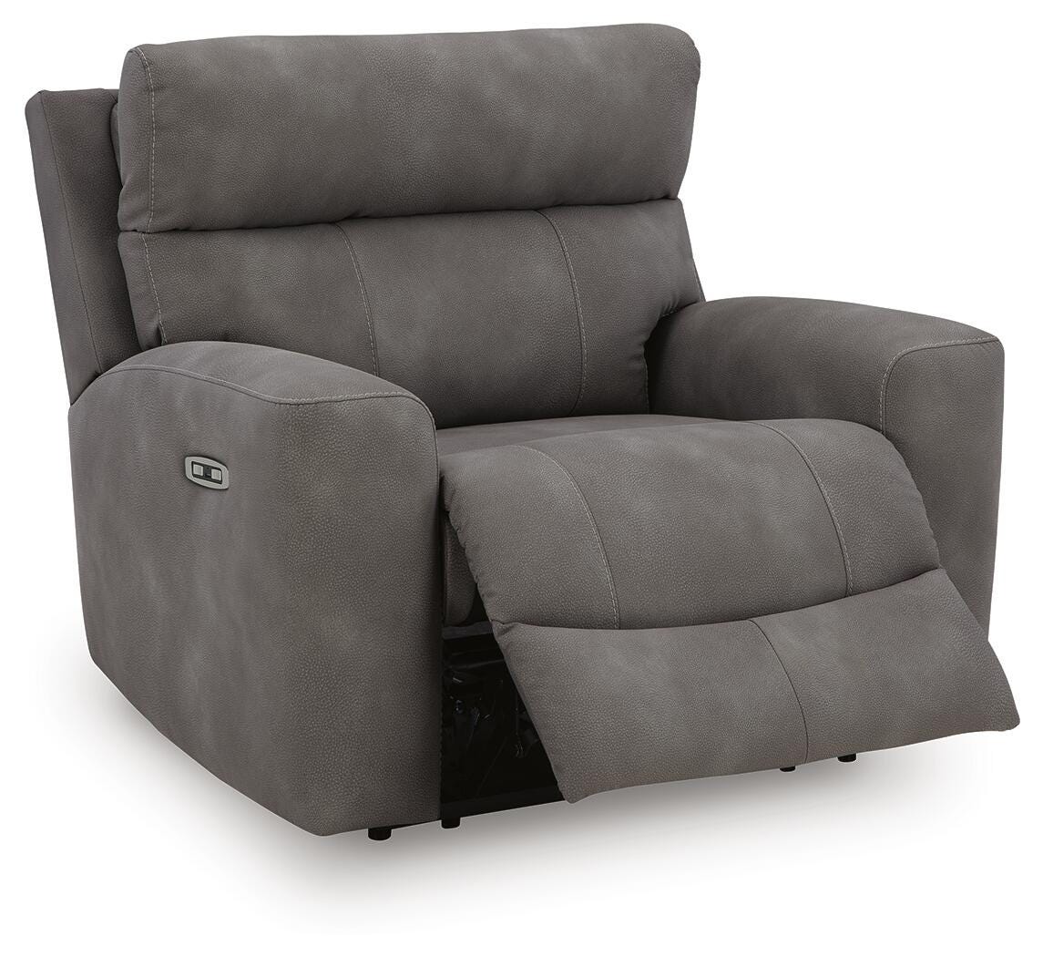 Next-Gen Durapella Slate Microfiber Power Recliner — angled view