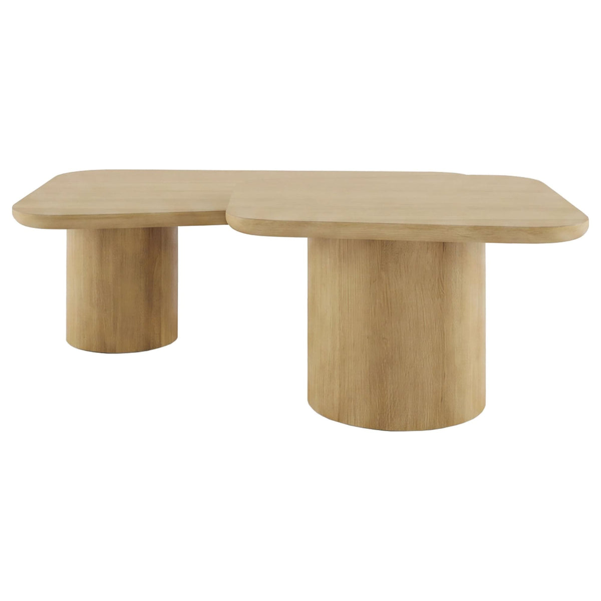 Lester 2-Piece Rounded Pedestal Nesting Coffee Table Set Honey Oak — product image 5