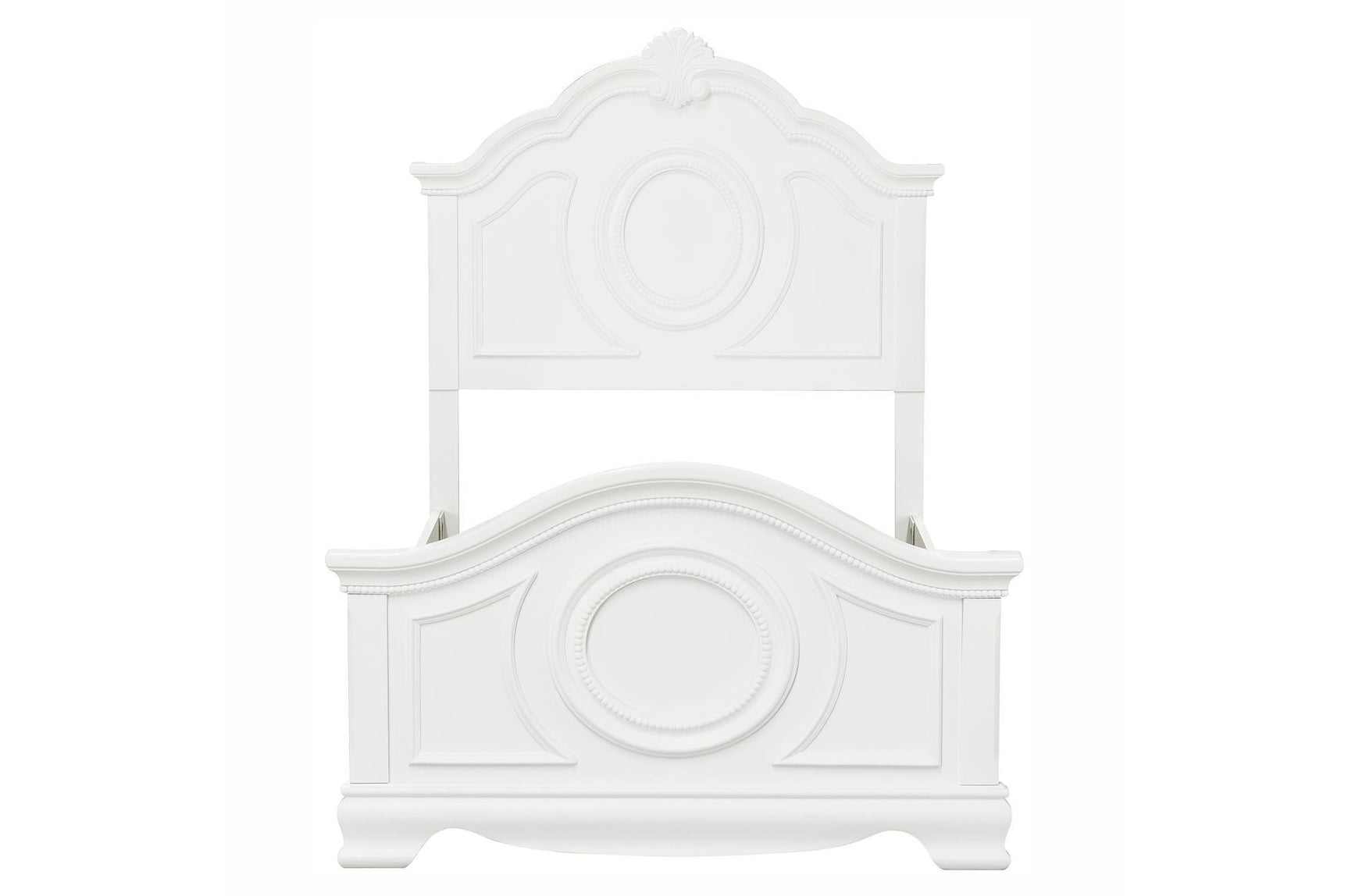 Dresser with multiple drawers and round traditional mirror