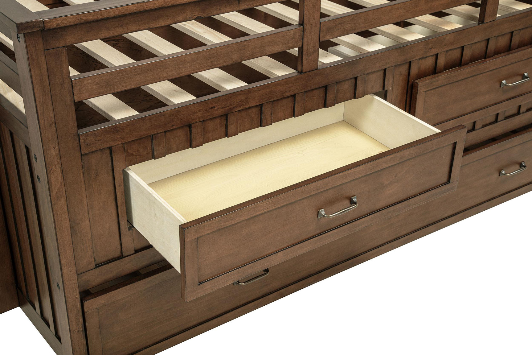 Drawer storage filled with bedding