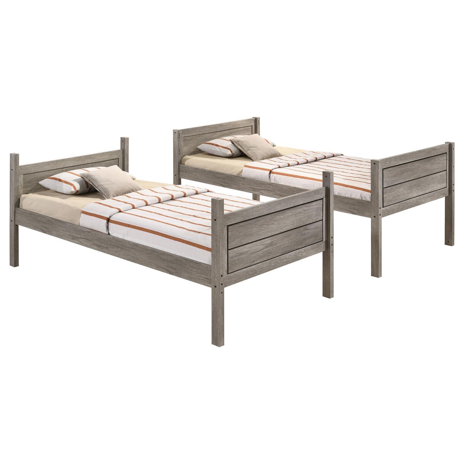 Ryder Twin Over Twin Bunk Bed Weathered Taupe close-up of wood finish