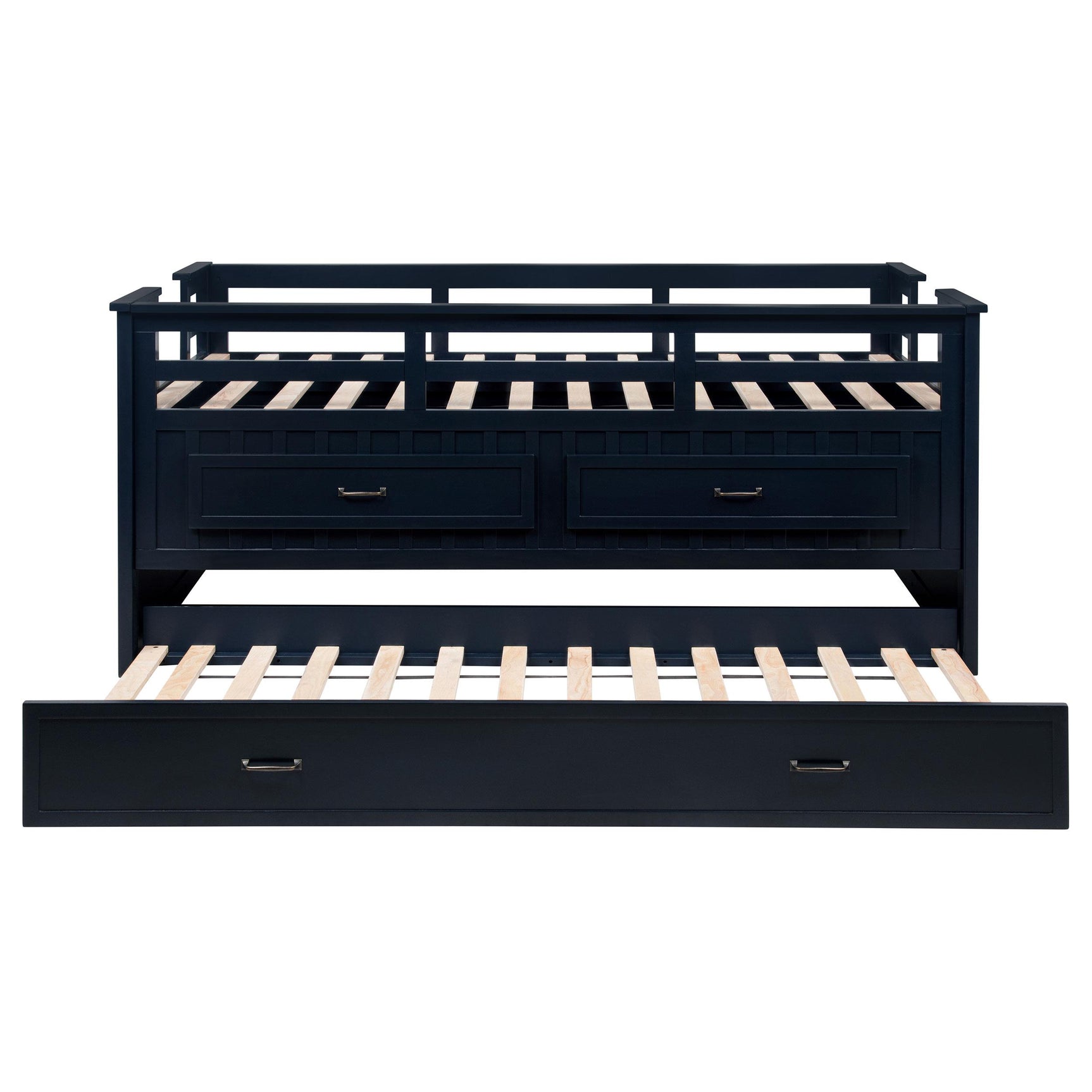 Top view of twin captain's bed with mattress support