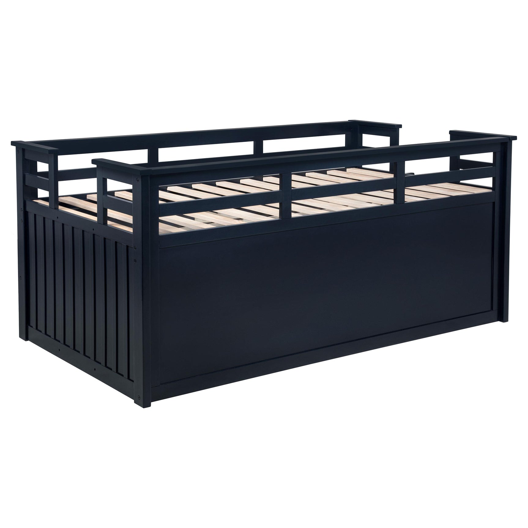 Carlsbad Wood Twin Captain's Bed in navy blue with trundle and drawers