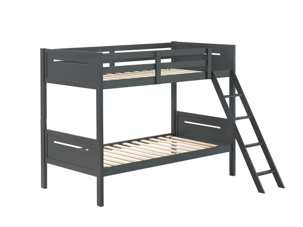 Close-up of angled ladder and top guardrail on Littleton Bunk Bed
