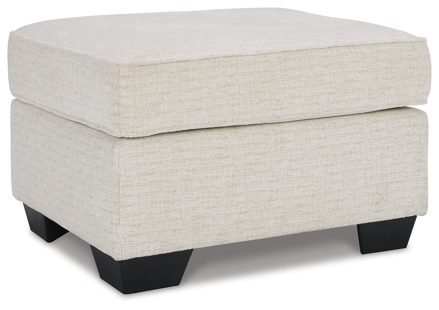 Cashton Snow Chenille Ottoman - Ella Furniture
