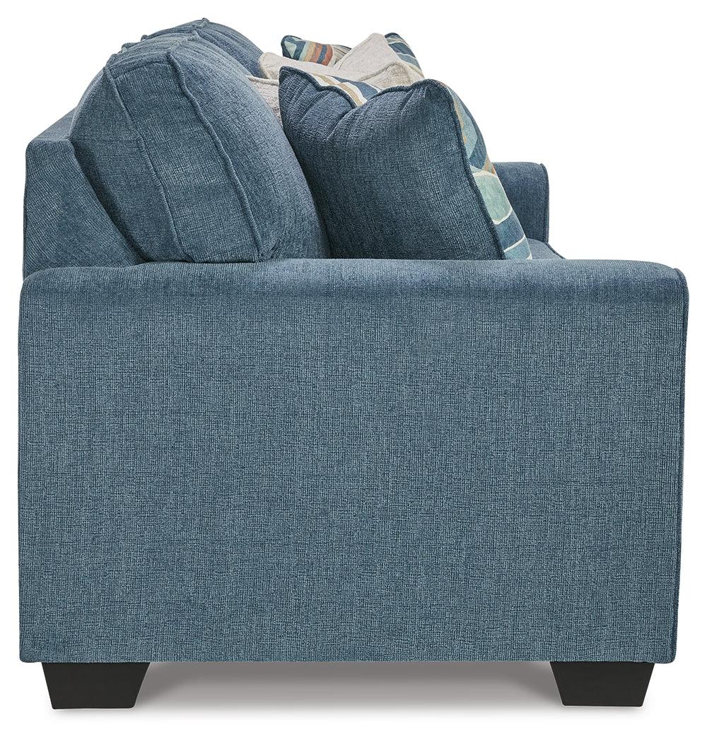 Cashton Blue Chenille Queen Sofa Sleeper - Ella Furniture