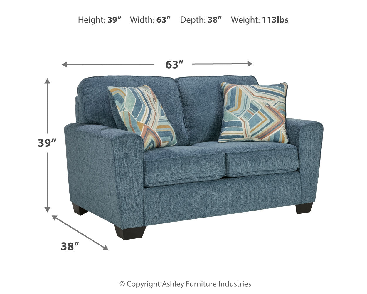 Cashton Blue Sofa, Loveseat, Chair and Ottoman