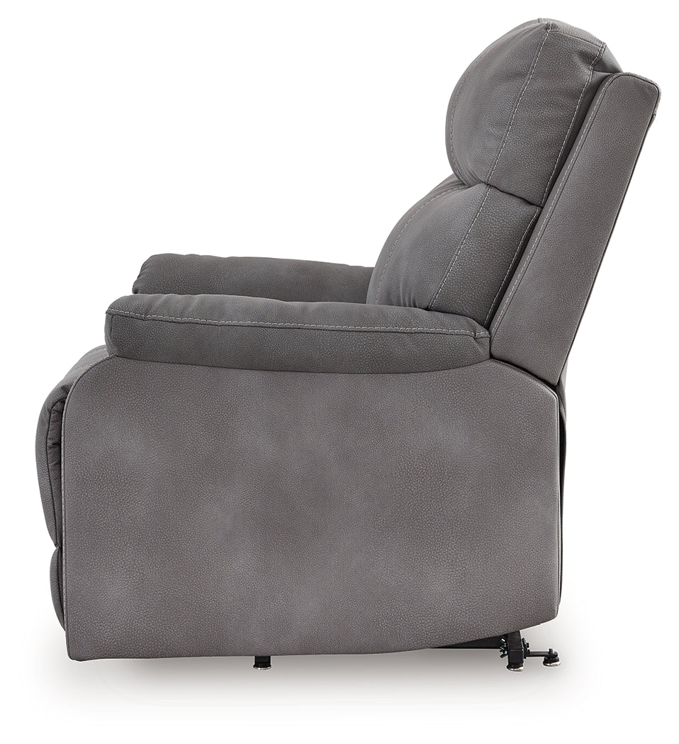Next-Gen Durapella Slate Microfiber Power Lift Recliner alternative side angle