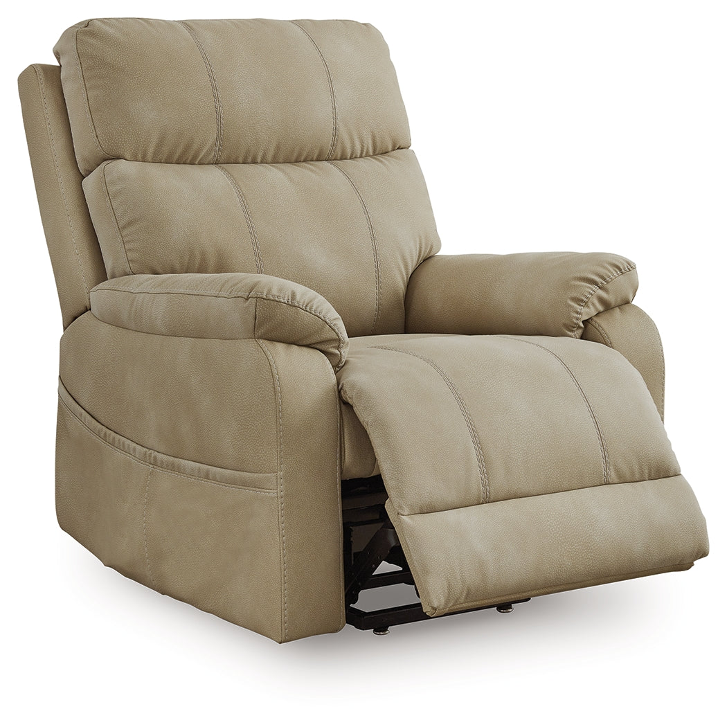 Next-Gen Durapella Sand Microfiber Power Lift Recliner side view