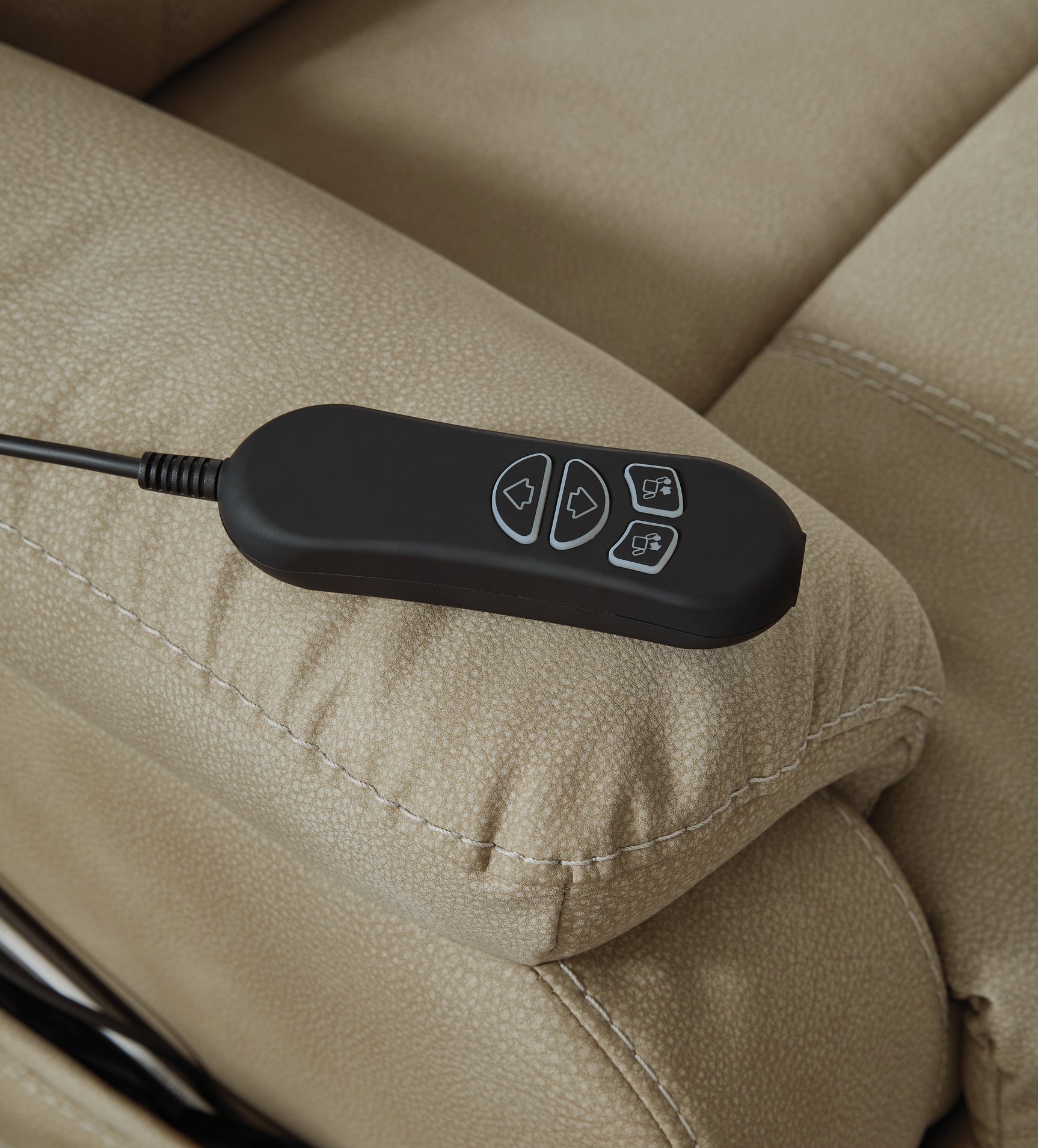 Next-Gen Durapella Sand Microfiber Power Lift Recliner control wand detail