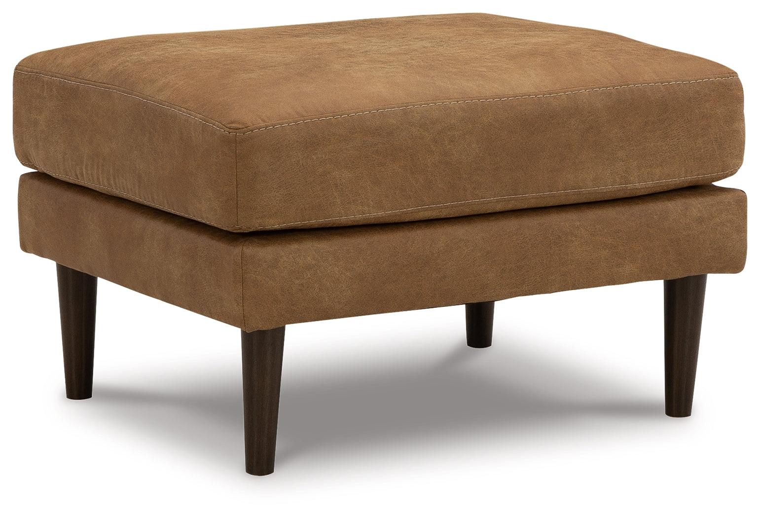 Telora Caramel Microfiber Ottoman side view