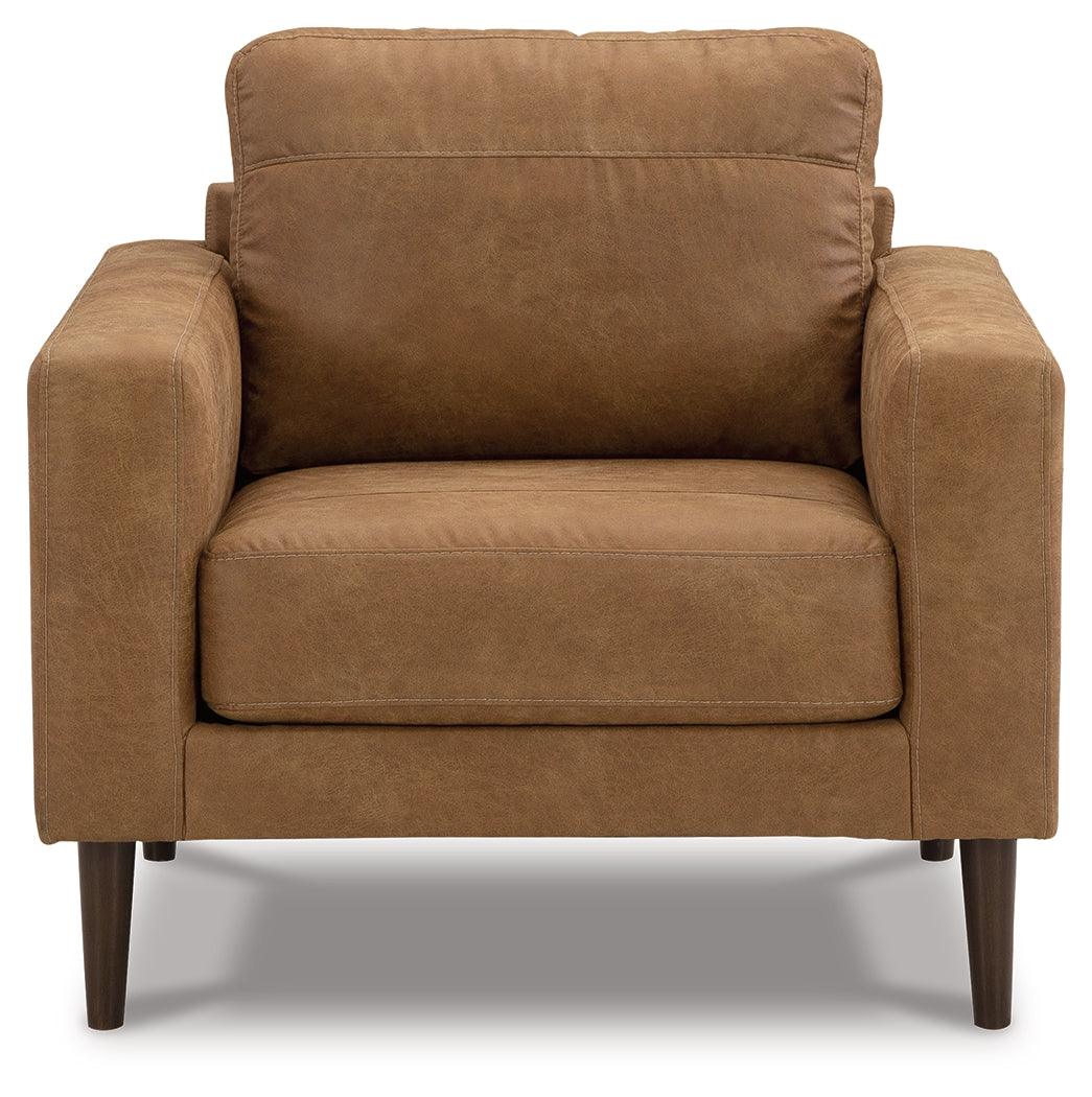 Telora Caramel Microfiber Chair head-on view