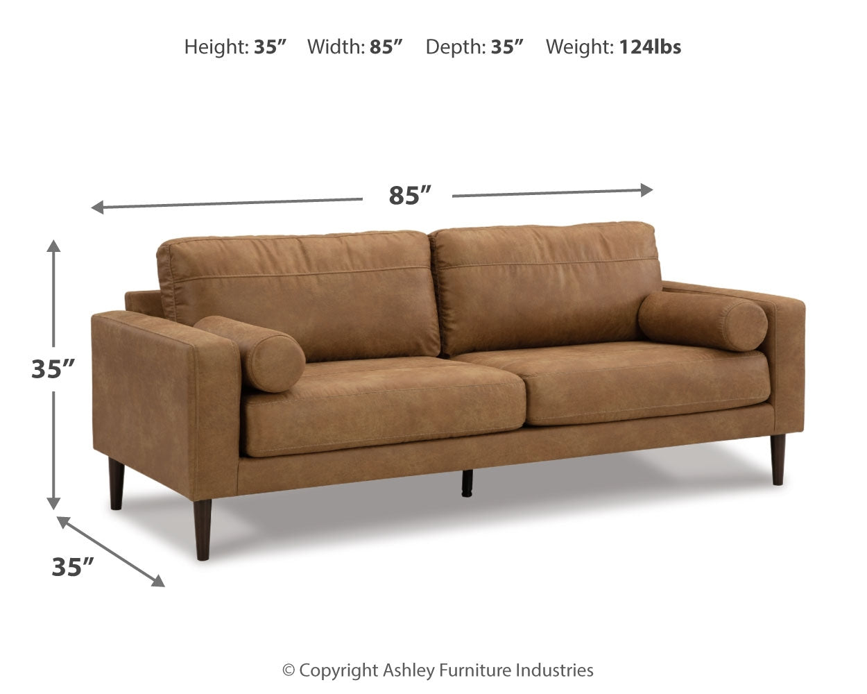 Telora Caramel Sofa, Loveseat, Chair and Ottoman 4-piece set front view