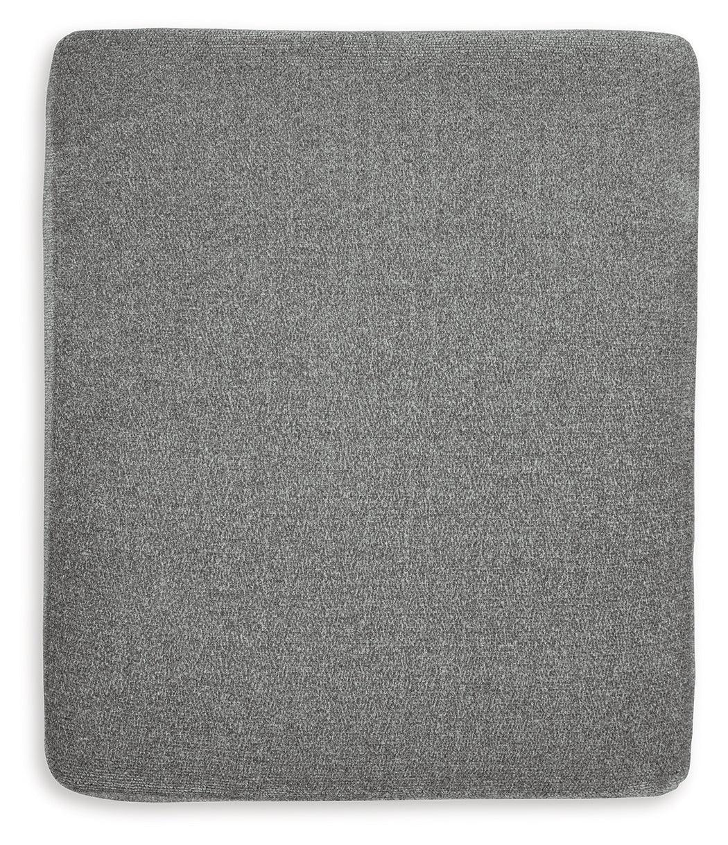 Black metal legs of Hazela Charcoal Chenille Ottoman