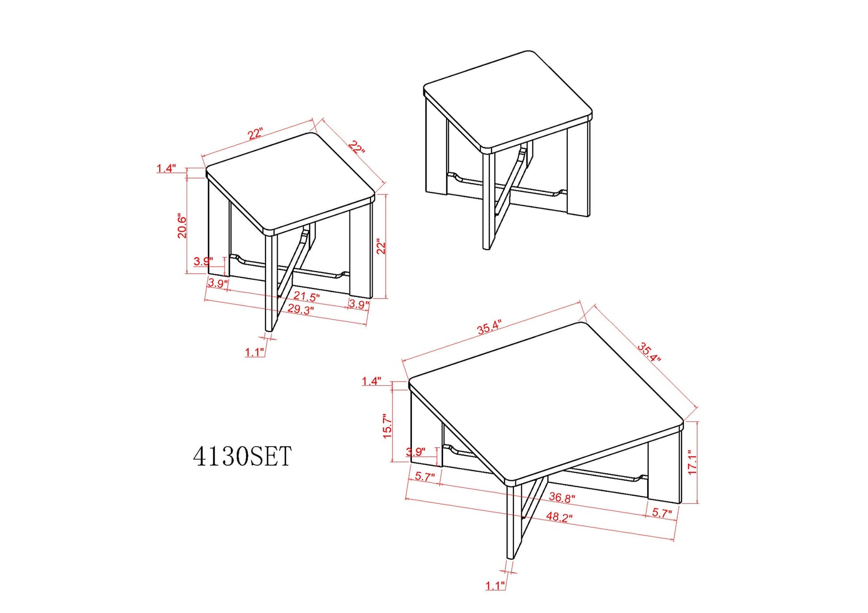 Royce 3-Piece Coffee Table Set view 7