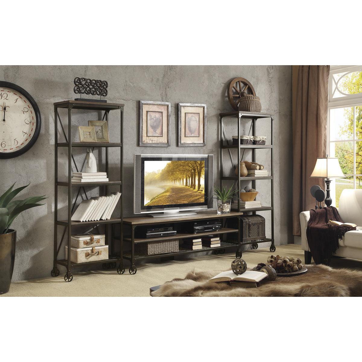Millwood bookcase metal frame and shelf detail close-up