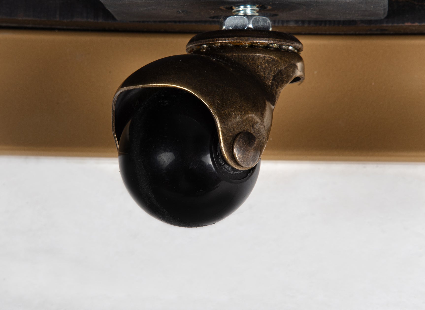 Close-up of coffee table caster wheels