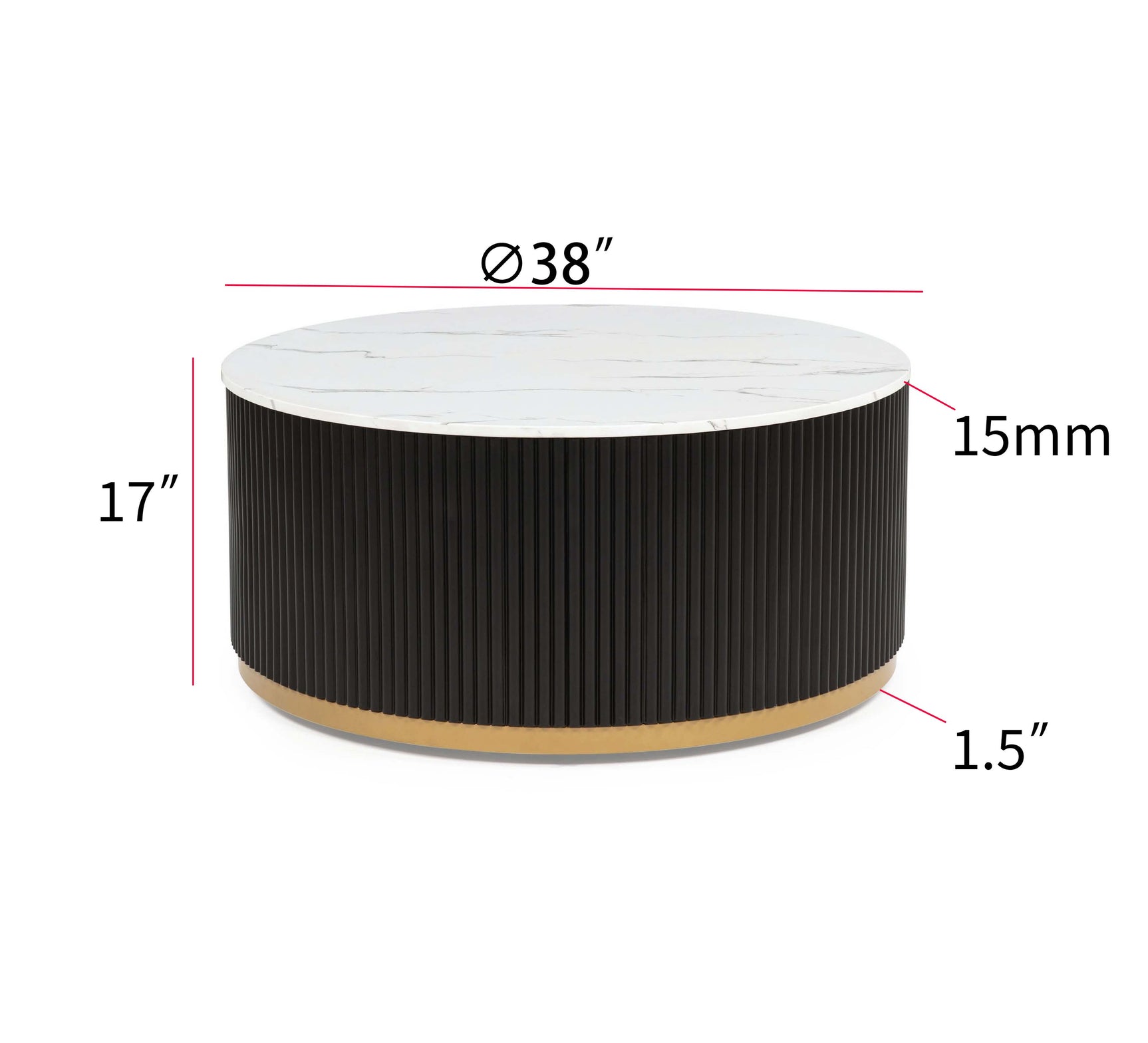 Side angle of coffee table surface