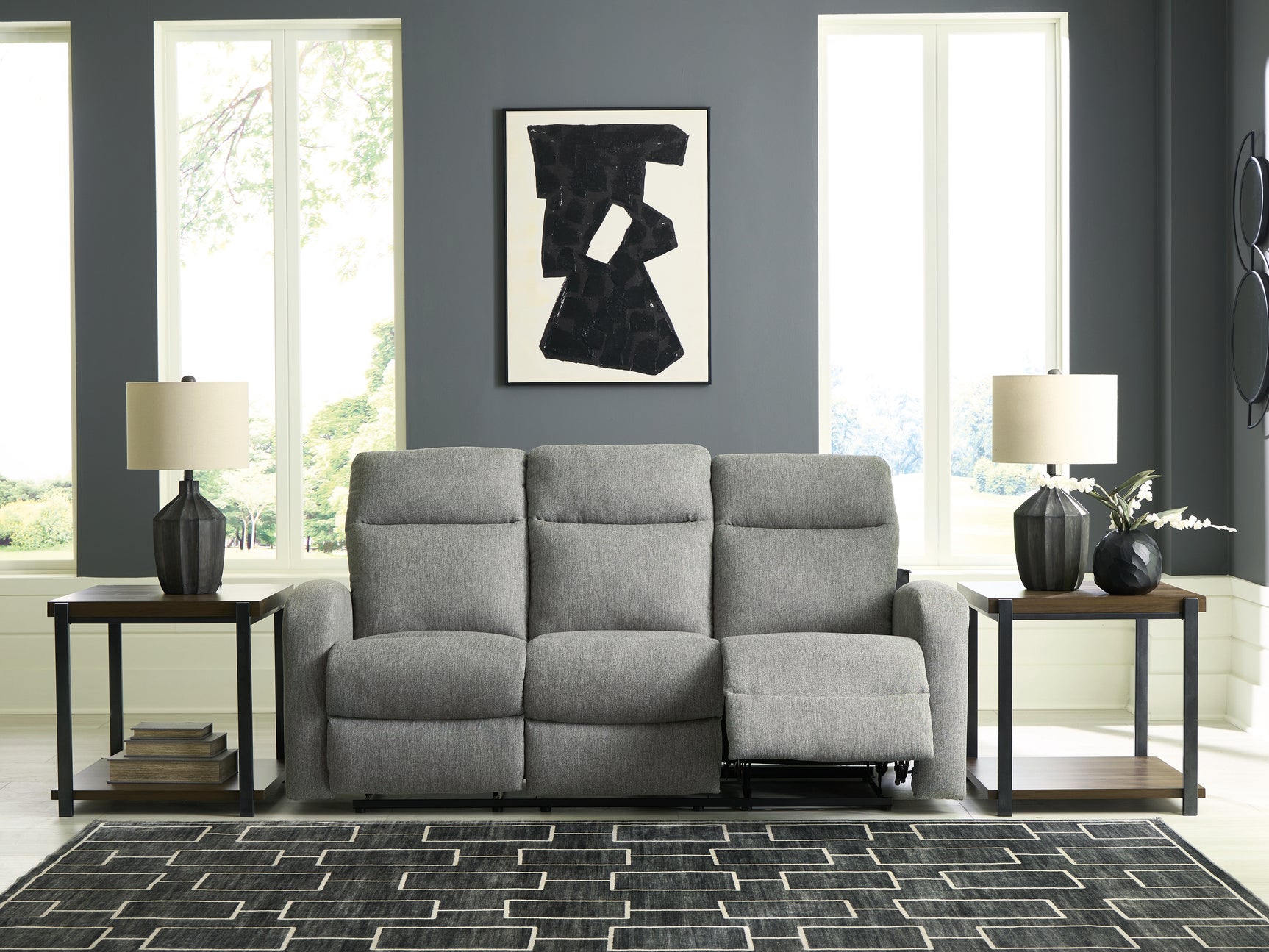 Gauntlet Reclining Sofa open recliner close-up
