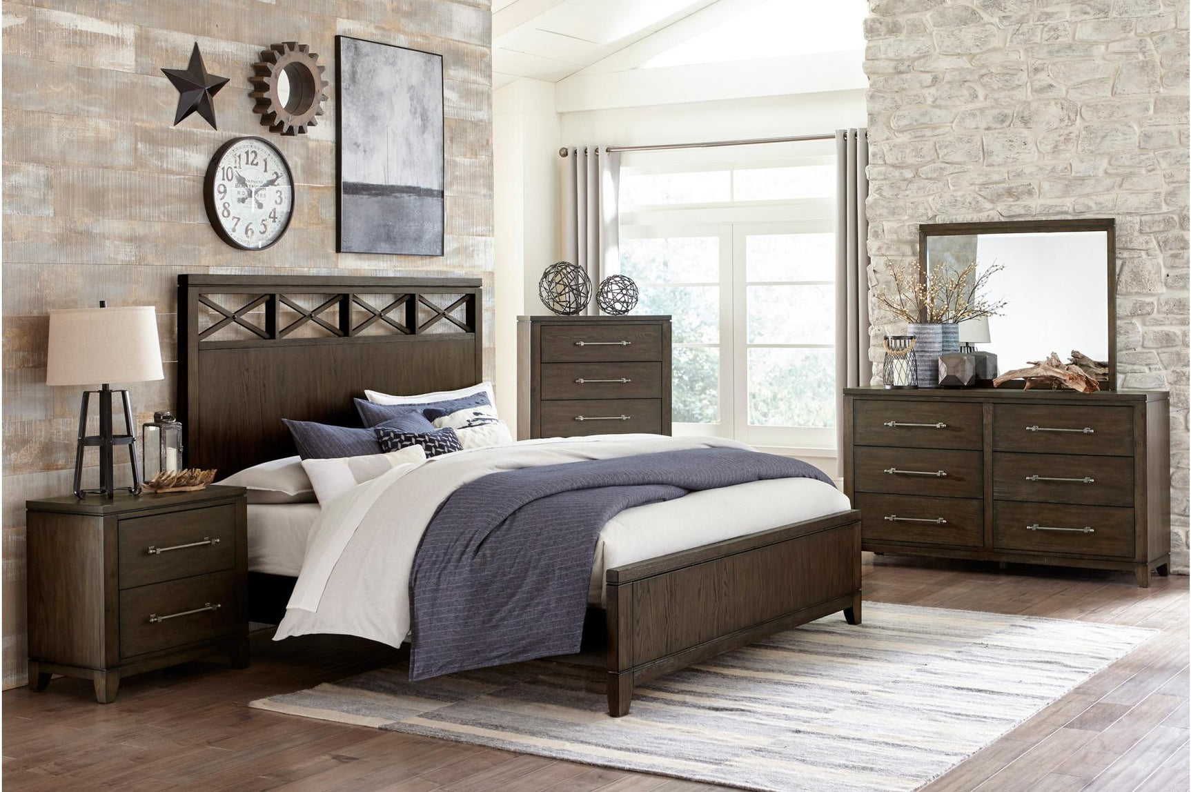 Griggs Dark Brown Panel Bedroom Set bed main view
