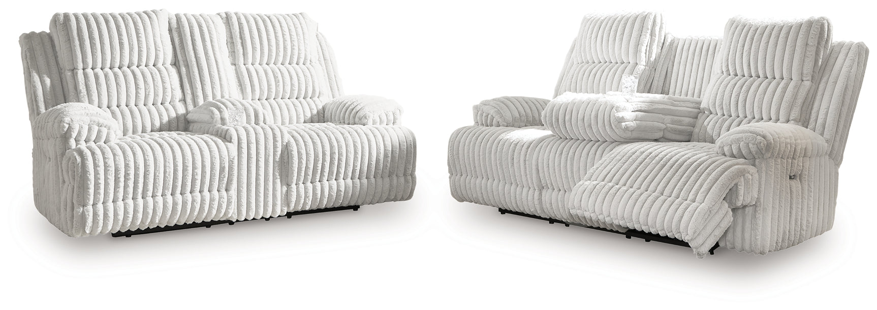Side view of Alloy Falls power reclining loveseat