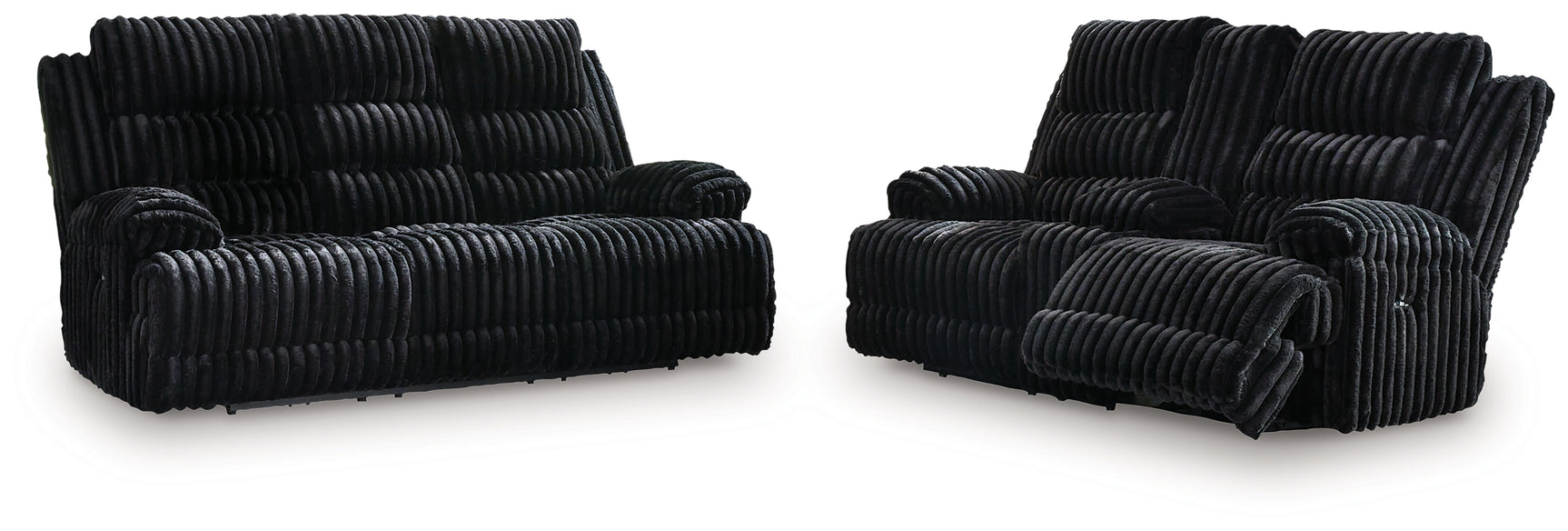 Close-up of one-touch reclining control on Rhine Onyx Falls sofa