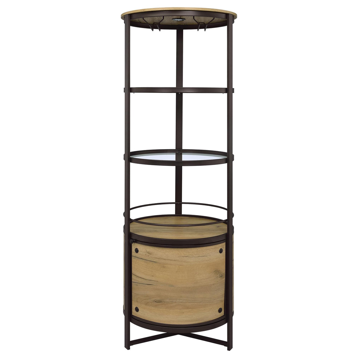 Ritter Round LED Bar Wine Storage Cabinet Rustic Oak — product image 3