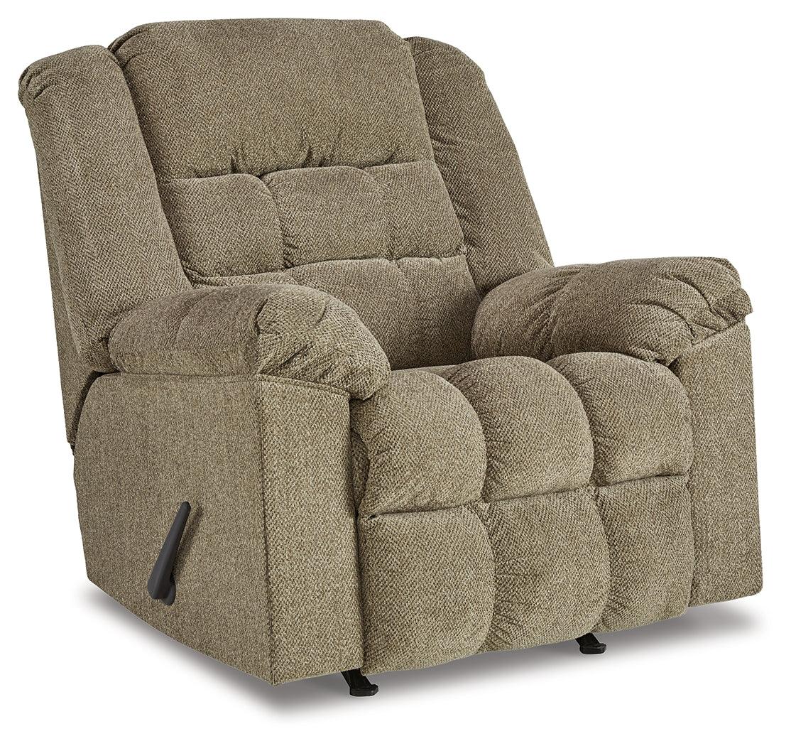 Kegler Briar Chenille Recliner, side angle view