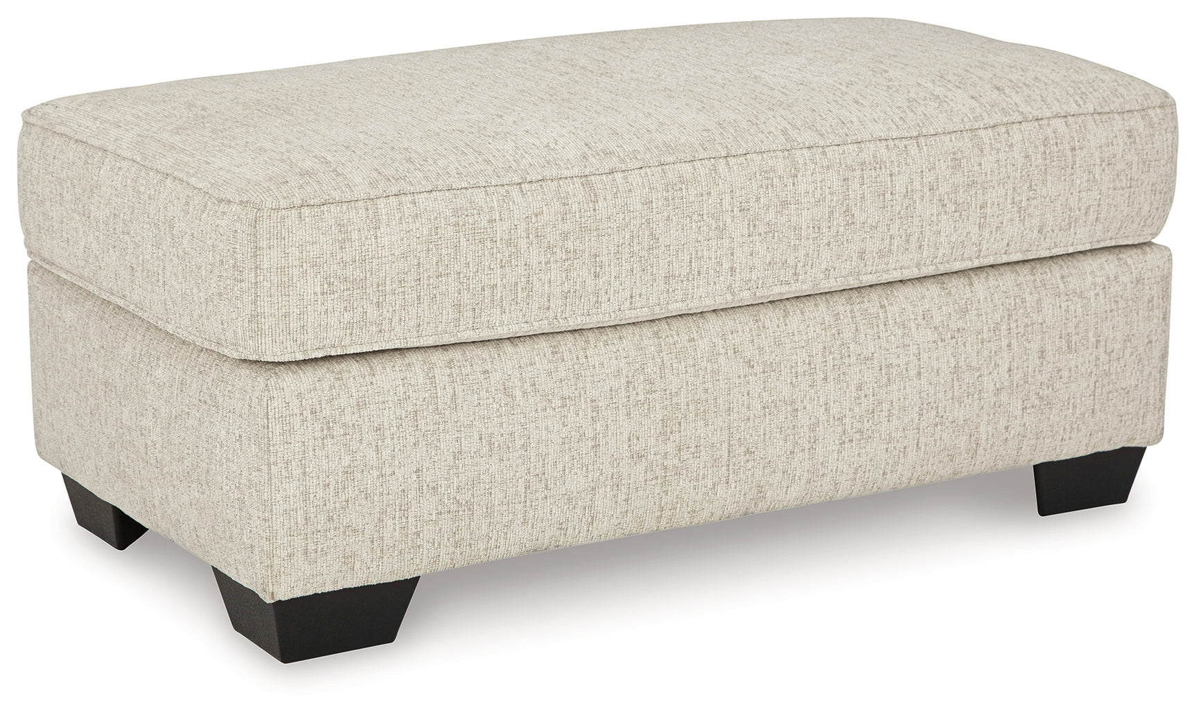 Heartcort Quartz chenille ottoman side view highlighting cushion and frame