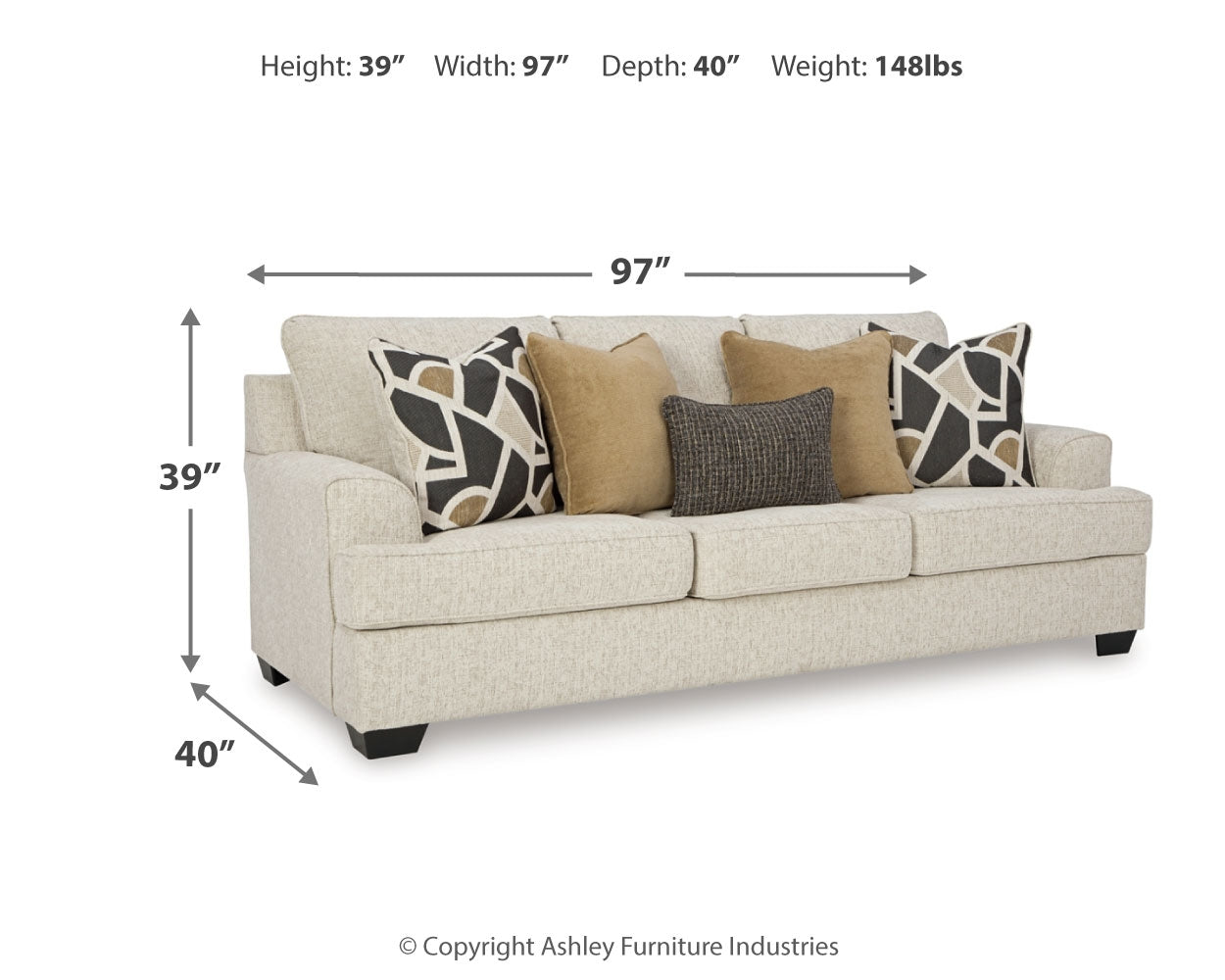 Heartcort Quartz Loveseat angled view
