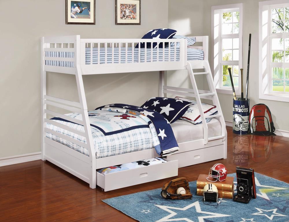 Ashton Twin Over Full Bunk Bed white front angle