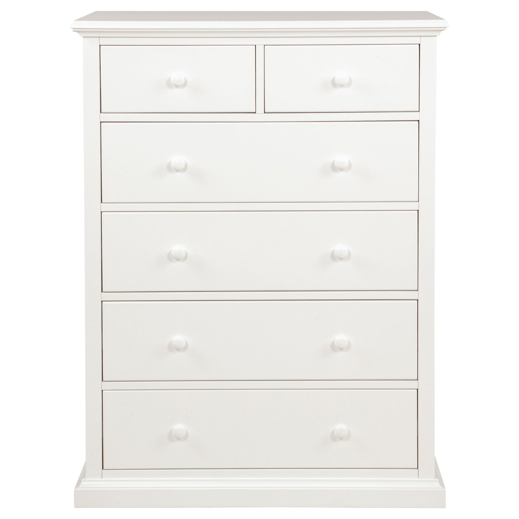 Top view of white chest of drawers