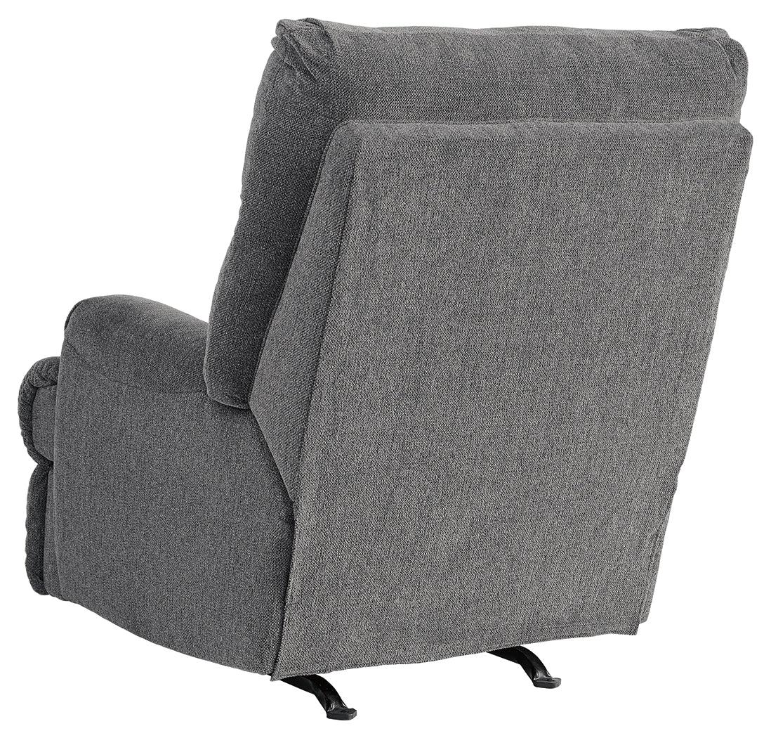 rear view of Man Fort Graphite Chenille Recliner
