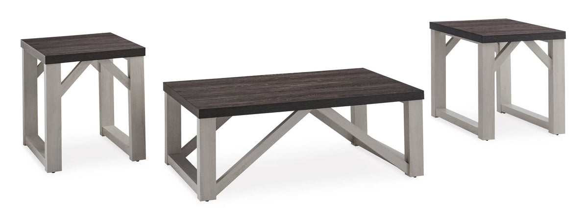 Antique White and Gray Wood-Look 3-Piece Coffee Table Set — product image 2