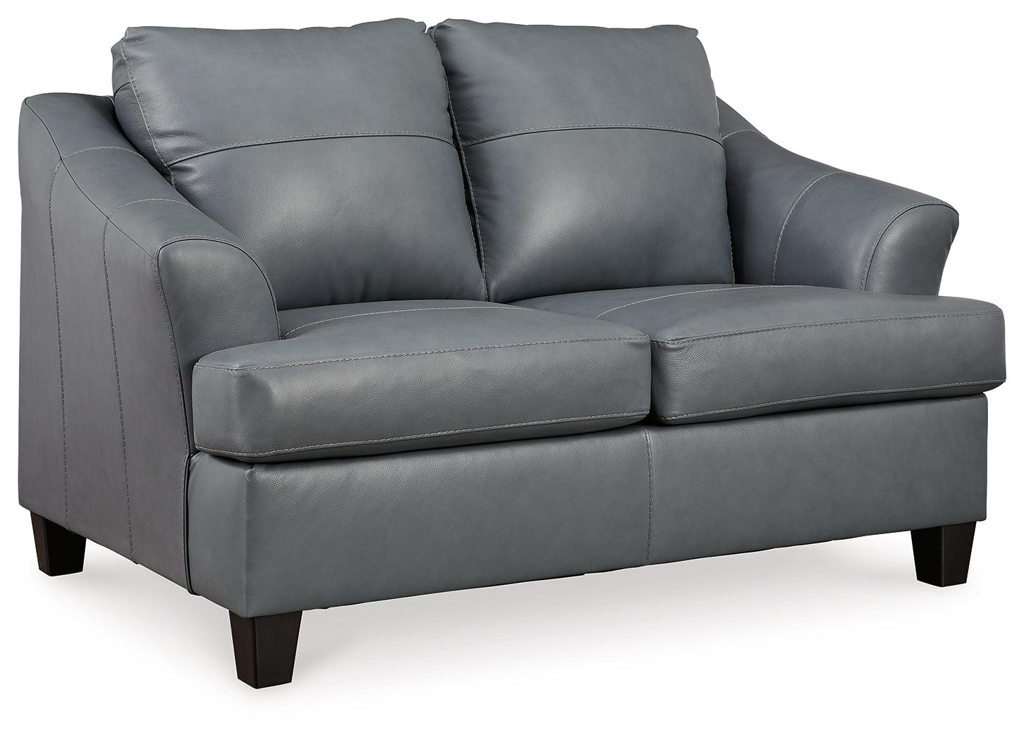 Genoa Steel Leather Loveseat - Ella Furniture
