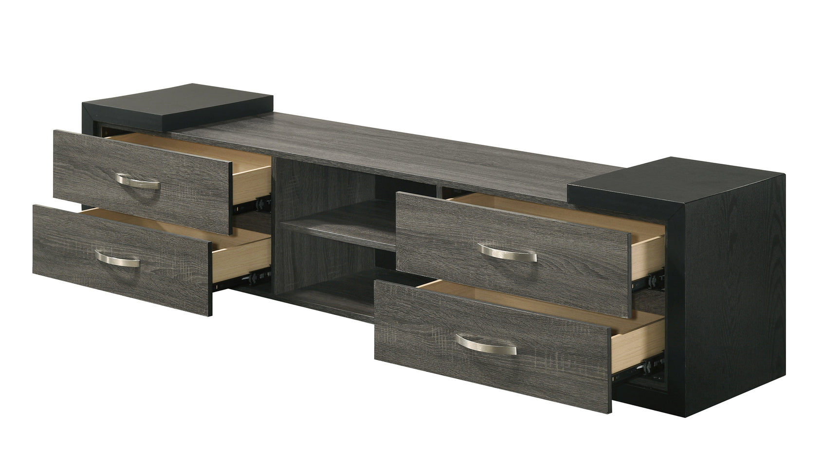 Brant Black Gray Floating TV Stand side angle
