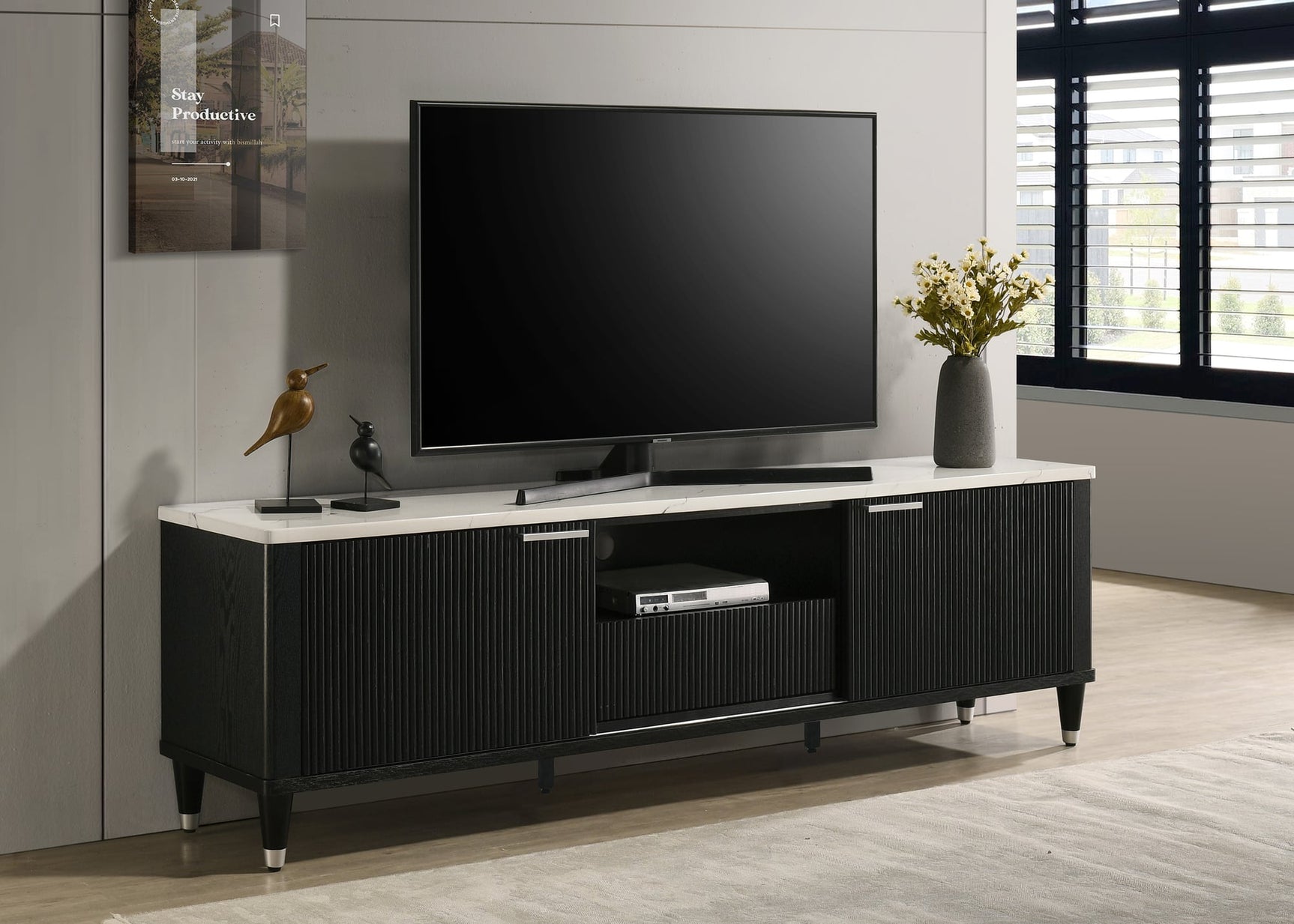 Britany TV Stand in Black Finish from Decor Furniture