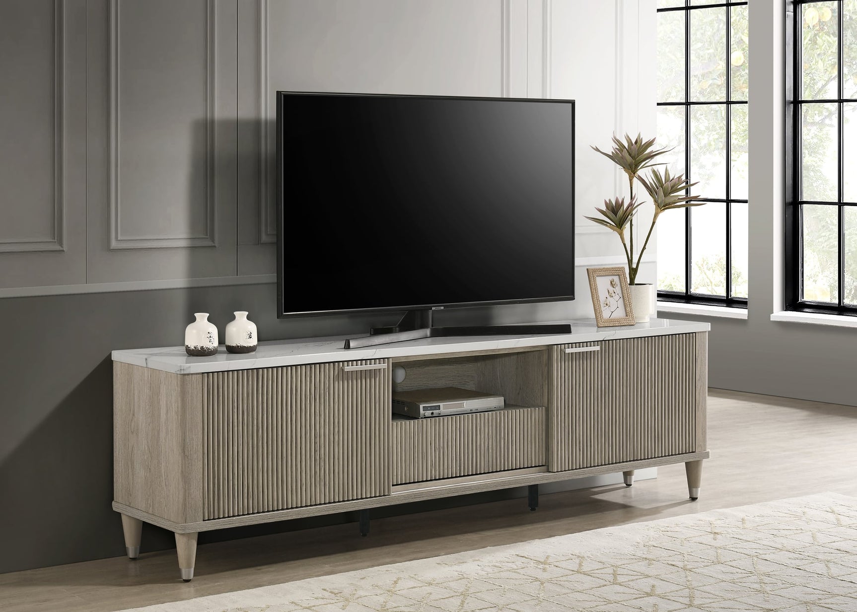 Britany TV Stand in Drift Wood Finish from Decor Furniture
