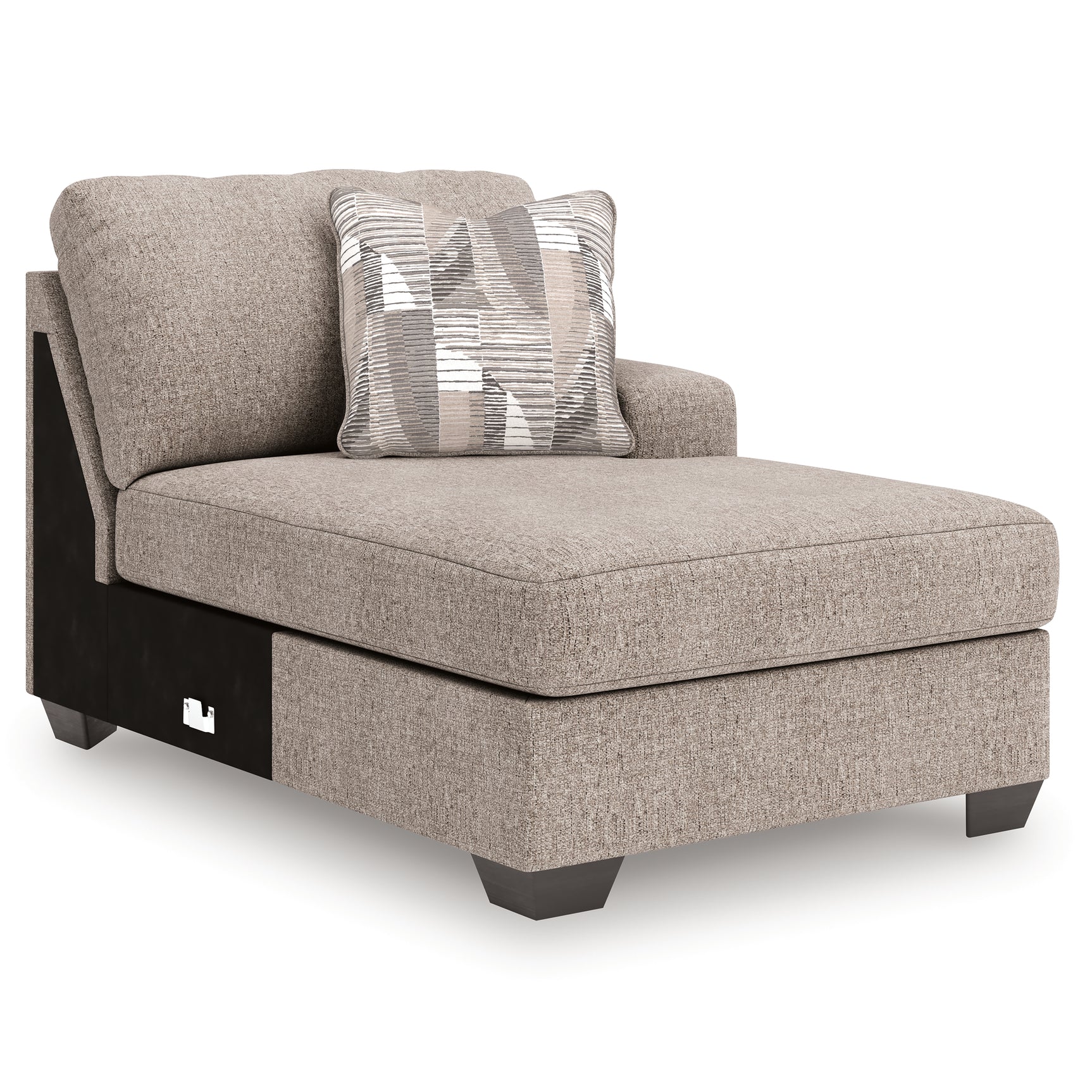 Side perspective of Newellen 3-piece sectional with double chaise