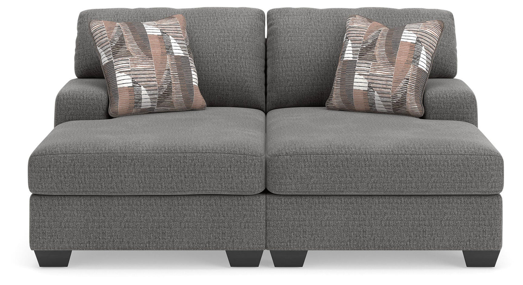 Detail view of upholstery on Clarington Greystone Chenille Super Chaise sectional