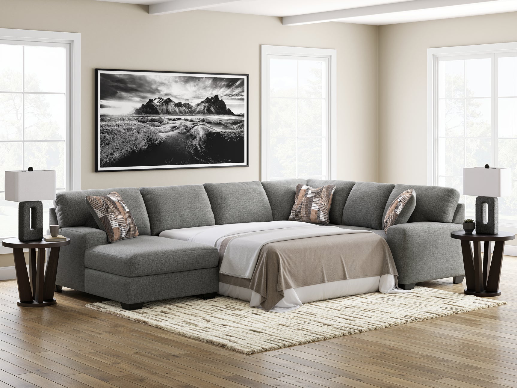 detail of sectional sleeper mechanism on Clarington sofa